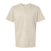 American Apparel Unisex CVC Henley Tee, Heather Bone, Front view