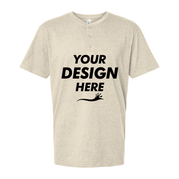 American Apparel Unisex CVC Henley Tee, Heather Bone, Front view, Mockup