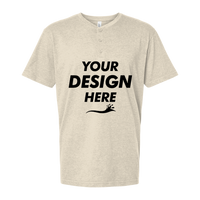 American Apparel Unisex CVC Henley Tee, Heather Bone, Front view, Mockup