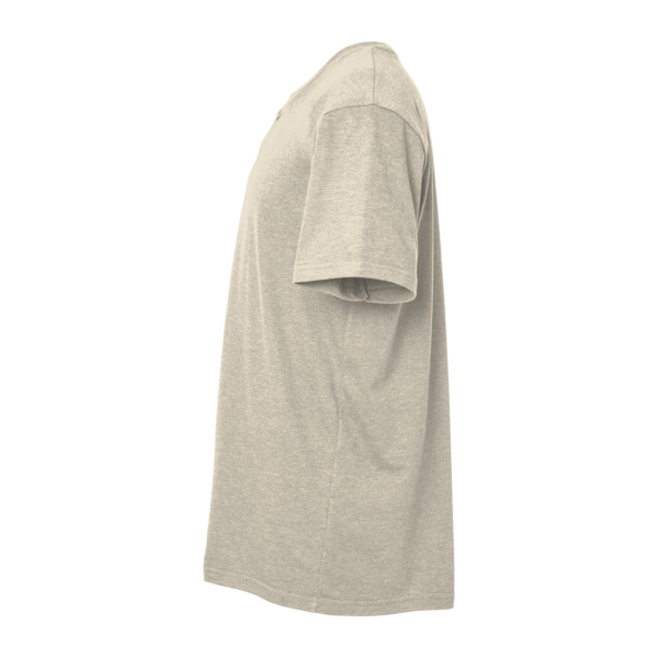 American Apparel Unisex CVC Henley Tee, Heather Bone, Left Sleeve view