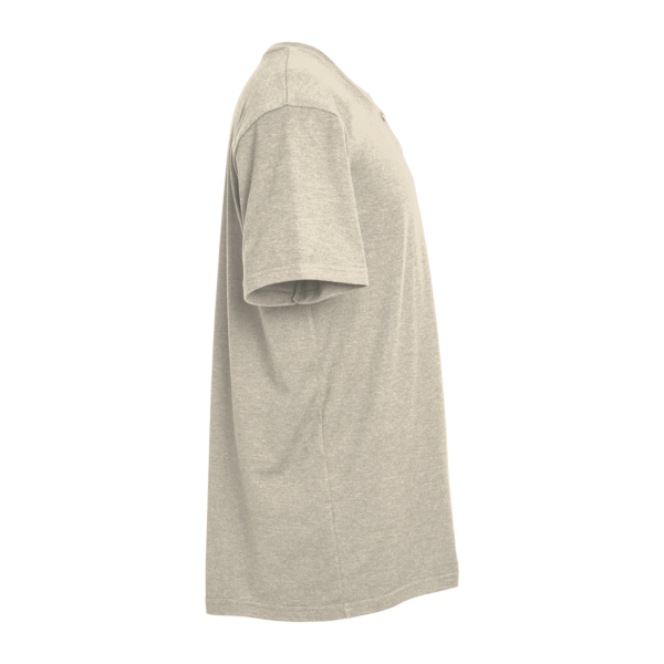 American Apparel Unisex CVC Henley Tee, Heather Bone, Right Sleeve view