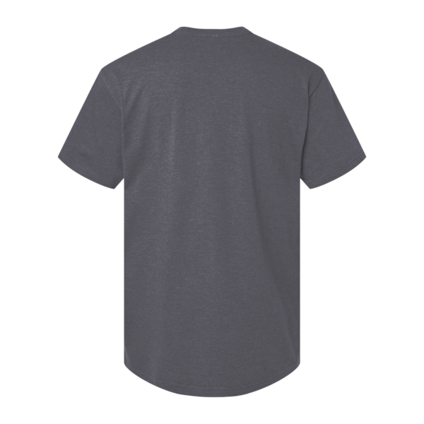 American Apparel Unisex CVC Henley Tee, Heather Charcoal, Back view