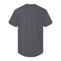 American Apparel Unisex CVC Henley Tee, Heather Charcoal, Back view