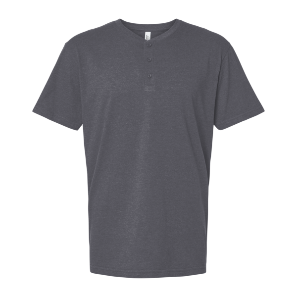 American Apparel Unisex CVC Henley Tee, Heather Charcoal, Front view