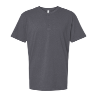 American Apparel Unisex CVC Henley Tee, Heather Charcoal, Front view
