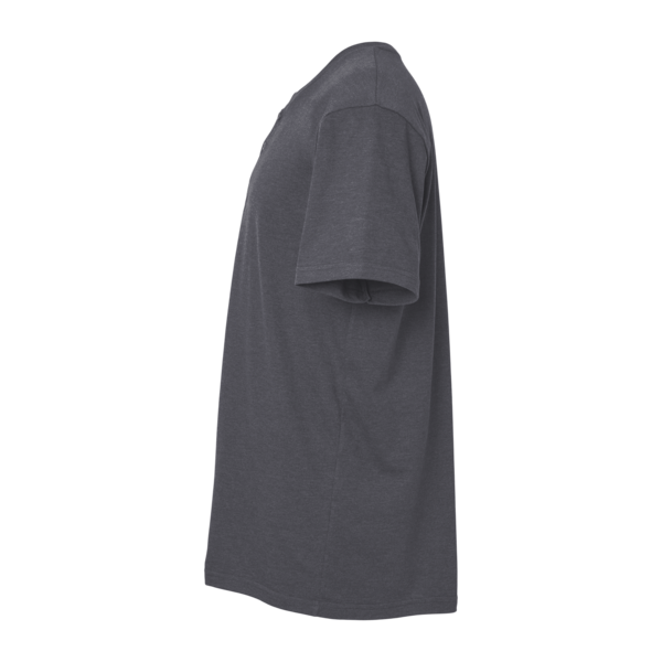 American Apparel Unisex CVC Henley Tee, Heather Charcoal, Left Sleeve view