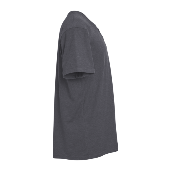 American Apparel Unisex CVC Henley Tee, Heather Charcoal, Right Sleeve view