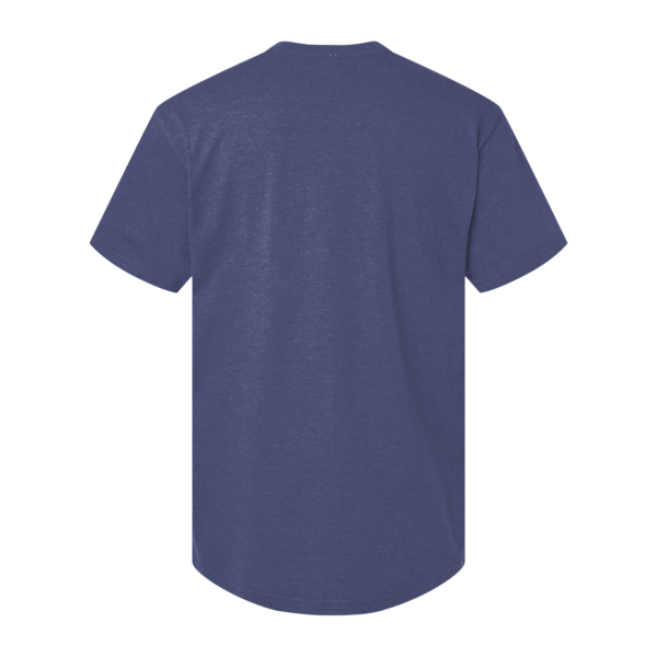 American Apparel Unisex CVC Henley Tee, Heather Indigo, Back view