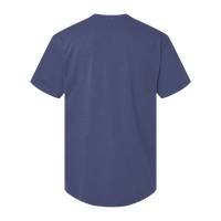 American Apparel Unisex CVC Henley Tee, Heather Indigo, Back view
