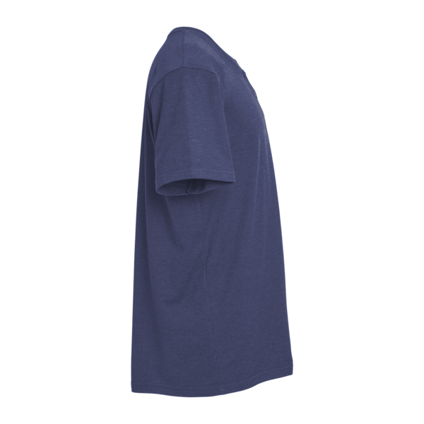 American Apparel Unisex CVC Henley Tee, Heather Indigo, Right Sleeve view