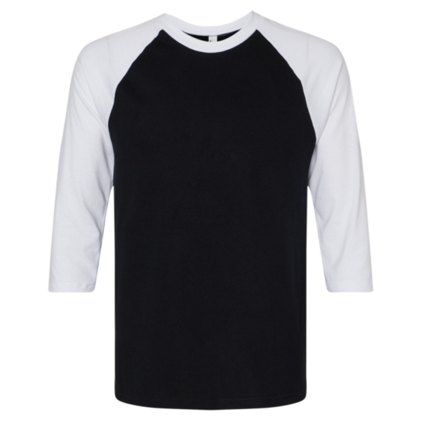 American Apparel Unisex CVC Three-Quarter Sleeve Tee, Black / White, Front view