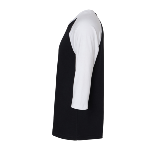 American Apparel Unisex CVC Three-Quarter Sleeve Tee, Black / White, Left Sleeve view