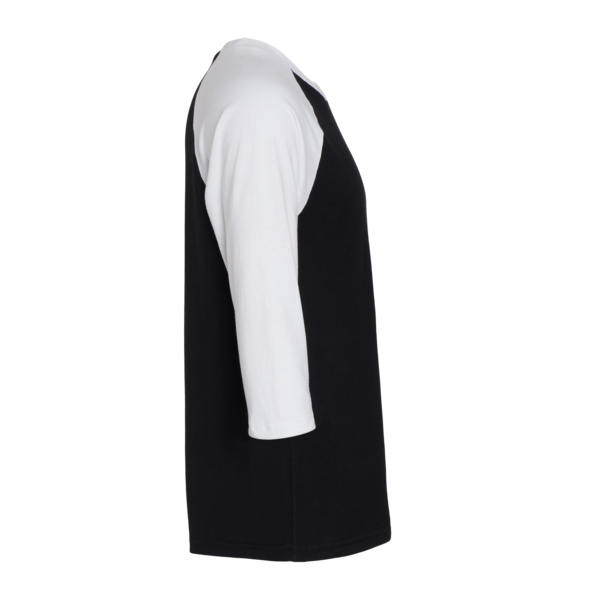 American Apparel Unisex CVC Three-Quarter Sleeve Tee, Black / White, Right Sleeve view