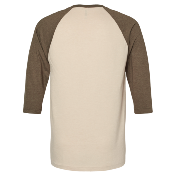 American Apparel Unisex CVC Three-Quarter Sleeve Tee, Heather Bone / Heather Army, Back view