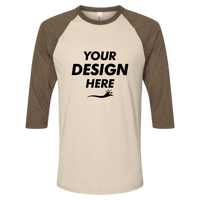 American Apparel Unisex CVC Three-Quarter Sleeve Tee, Heather Bone / Heather Army, Front view, Mockup