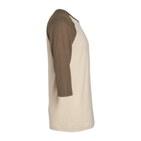 American Apparel Unisex CVC Three-Quarter Sleeve Tee, Heather Bone / Heather Army, Right Sleeve view