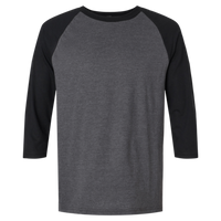 American Apparel Unisex CVC Three-Quarter Sleeve Tee, Heather Charcoal / Black, Front view