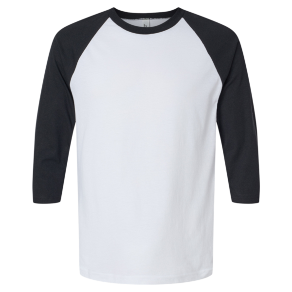 American Apparel Unisex CVC Three-Quarter Sleeve Tee, White / Black, Front view
