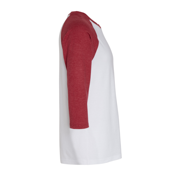 American Apparel Unisex CVC Three-Quarter Sleeve Tee, White / Heather Cardinal, Right Sleeve view