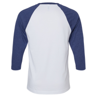 American Apparel Unisex CVC Three-Quarter Sleeve Tee, White / Heather Indigo, Back view