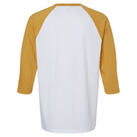 American Apparel Unisex CVC Three-Quarter Sleeve Tee, White / Heather Mustard, Back view