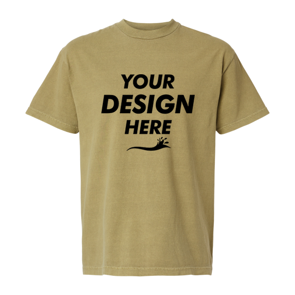 American Apparel Unisex Garment-Dyed Heavyweight Cotton Tee, Faded Army, Front view, Mockup