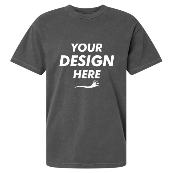 American Apparel Unisex Garment-Dyed Heavyweight Cotton Tee, Faded Black, Front view, Mockup