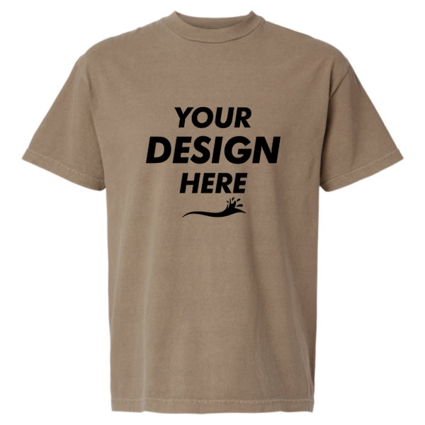 American Apparel Unisex Garment-Dyed Heavyweight Cotton Tee, Faded Brown, Front view, Mockup