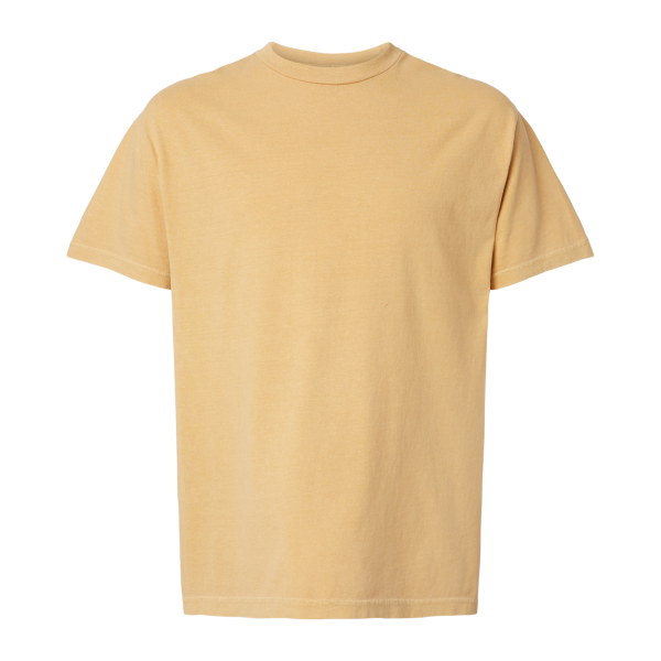 American Apparel Unisex Garment-Dyed Heavyweight Cotton Tee, Faded Mustard, Front view