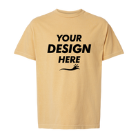 American Apparel Unisex Garment-Dyed Heavyweight Cotton Tee, Faded Mustard, Front view, Mockup