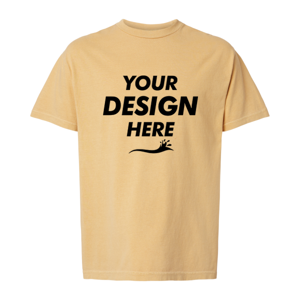 American Apparel Unisex Garment-Dyed Heavyweight Cotton Tee, Faded Mustard, Front view, Mockup