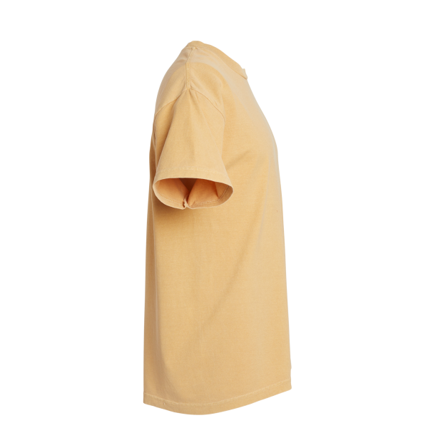 American Apparel Unisex Garment-Dyed Heavyweight Cotton Tee, Faded Mustard, Right Sleeve view