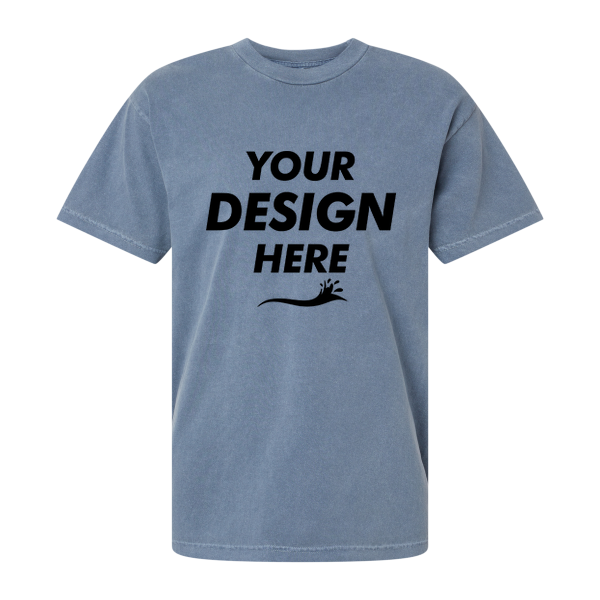 American Apparel Unisex Garment-Dyed Heavyweight Cotton Tee, Faded Navy, Front view, Mockup