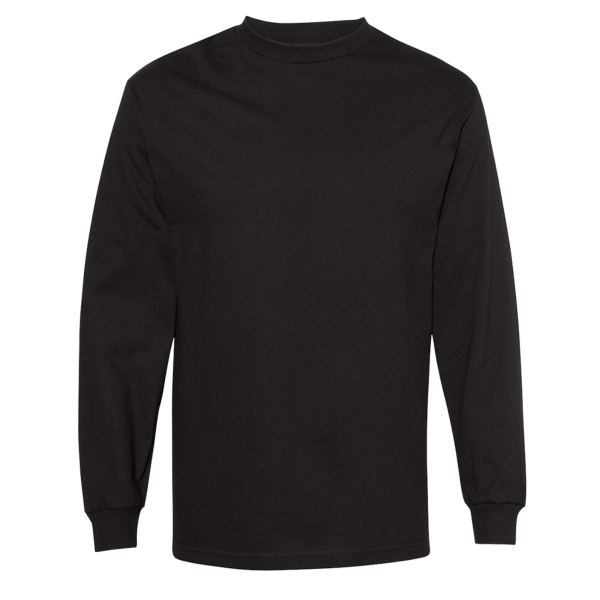American Apparel Unisex Heavyweight Cotton Long Sleeve Tee, Black, Front view