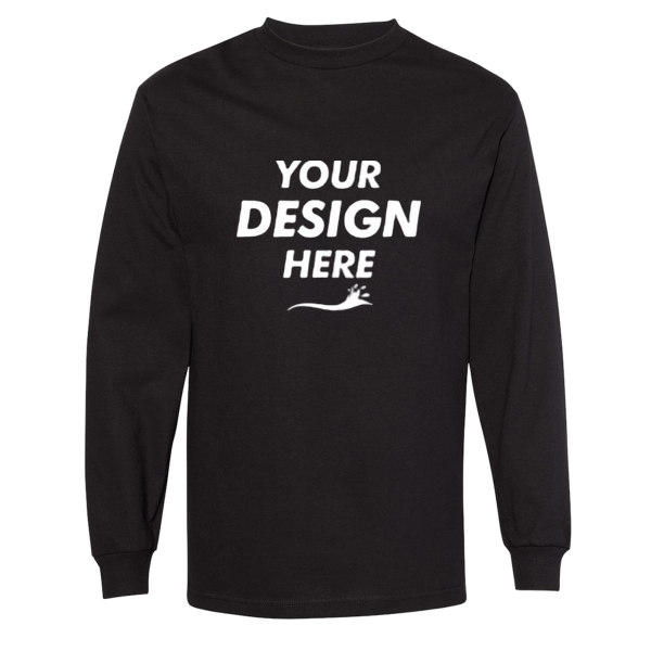 American Apparel Unisex Heavyweight Cotton Long Sleeve Tee, Black, Front view, Mockup