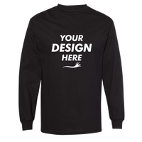 American Apparel Unisex Heavyweight Cotton Long Sleeve Tee, Black, Front view, Mockup