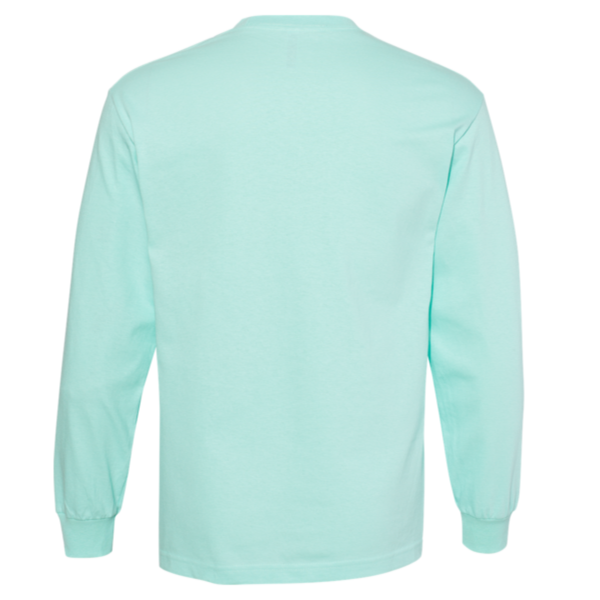 American Apparel Unisex Heavyweight Cotton Long Sleeve Tee, Celadon, Back view
