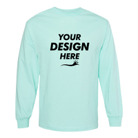 American Apparel Unisex Heavyweight Cotton Long Sleeve Tee, Celadon, Front view, Mockup