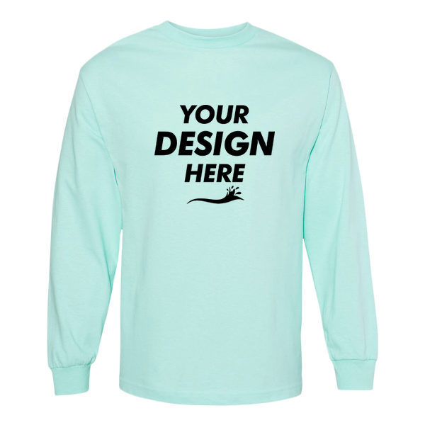 American Apparel Unisex Heavyweight Cotton Long Sleeve Tee, Celadon, Front view, Mockup