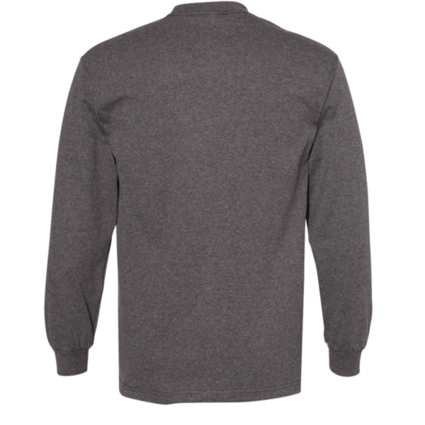 American Apparel Unisex Heavyweight Cotton Long Sleeve Tee, Heather Charcoal, Back view