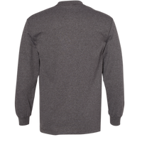American Apparel Unisex Heavyweight Cotton Long Sleeve Tee, Heather Charcoal, Back view