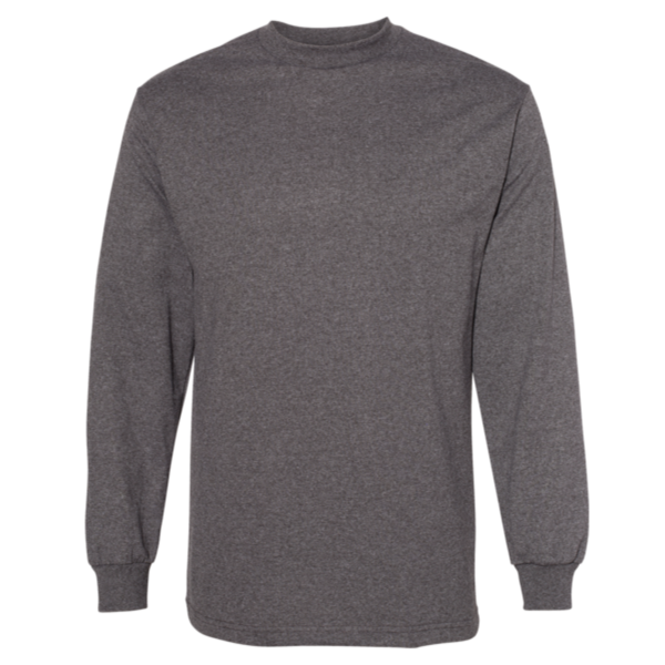 American Apparel Unisex Heavyweight Cotton Long Sleeve Tee, Heather Charcoal, Front view