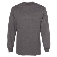 American Apparel Unisex Heavyweight Cotton Long Sleeve Tee, Heather Charcoal, Front view