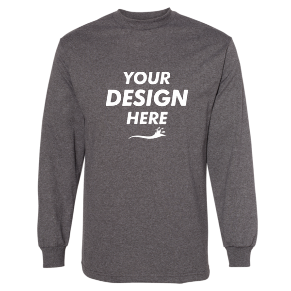 American Apparel Unisex Heavyweight Cotton Long Sleeve Tee, Heather Charcoal, Front view, Mockup