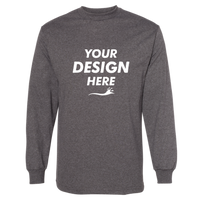 American Apparel Unisex Heavyweight Cotton Long Sleeve Tee, Heather Charcoal, Front view, Mockup