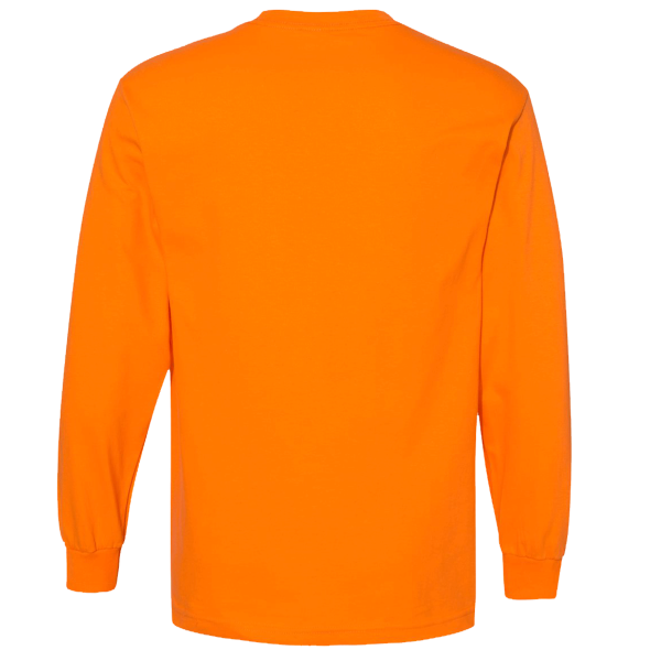 American Apparel Unisex Heavyweight Cotton Long Sleeve Tee, Orange, Back view