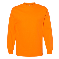 American Apparel Unisex Heavyweight Cotton Long Sleeve Tee, Orange, Front view