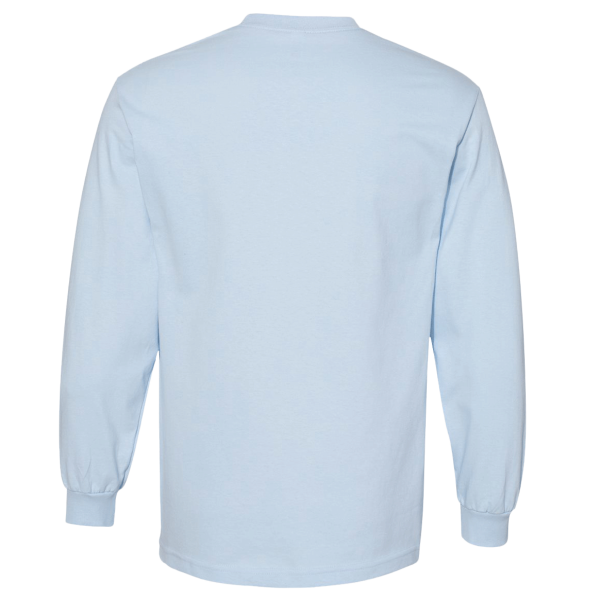 American Apparel Unisex Heavyweight Cotton Long Sleeve Tee, Powder Blue, Back view