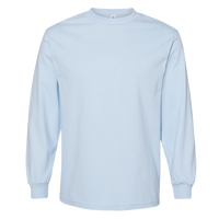 American Apparel Unisex Heavyweight Cotton Long Sleeve Tee, Powder Blue, Front view