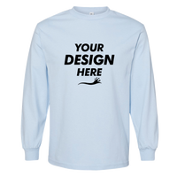 American Apparel Unisex Heavyweight Cotton Long Sleeve Tee, Powder Blue, Front view, Mockup
